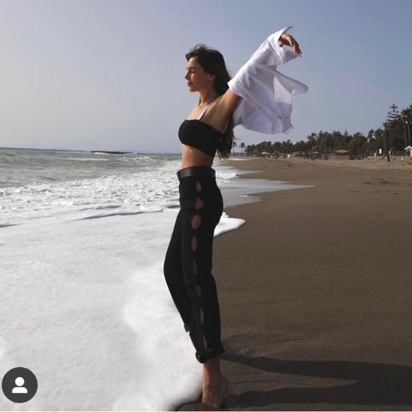 NEW Zara Straight Fit Cut Out High Waist Black Jeans 6929/002 Size 0 2 4 6 - Picture 3 of 9